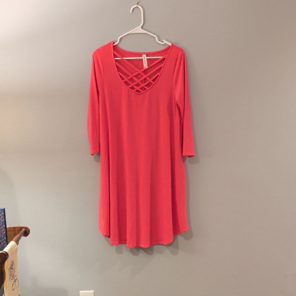 Zenana Outfitters Coral Long Sleeve Dress